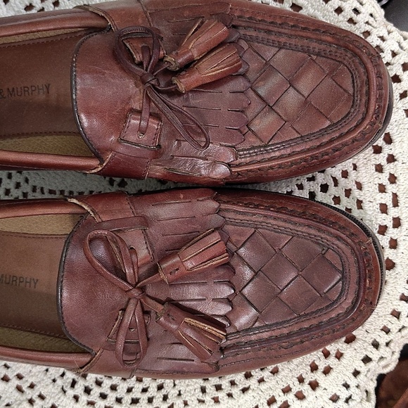 Johnston & Murphy Mens Slip On Brown Loafer Size 9.5 Weave Toe - Picture 5 of 9